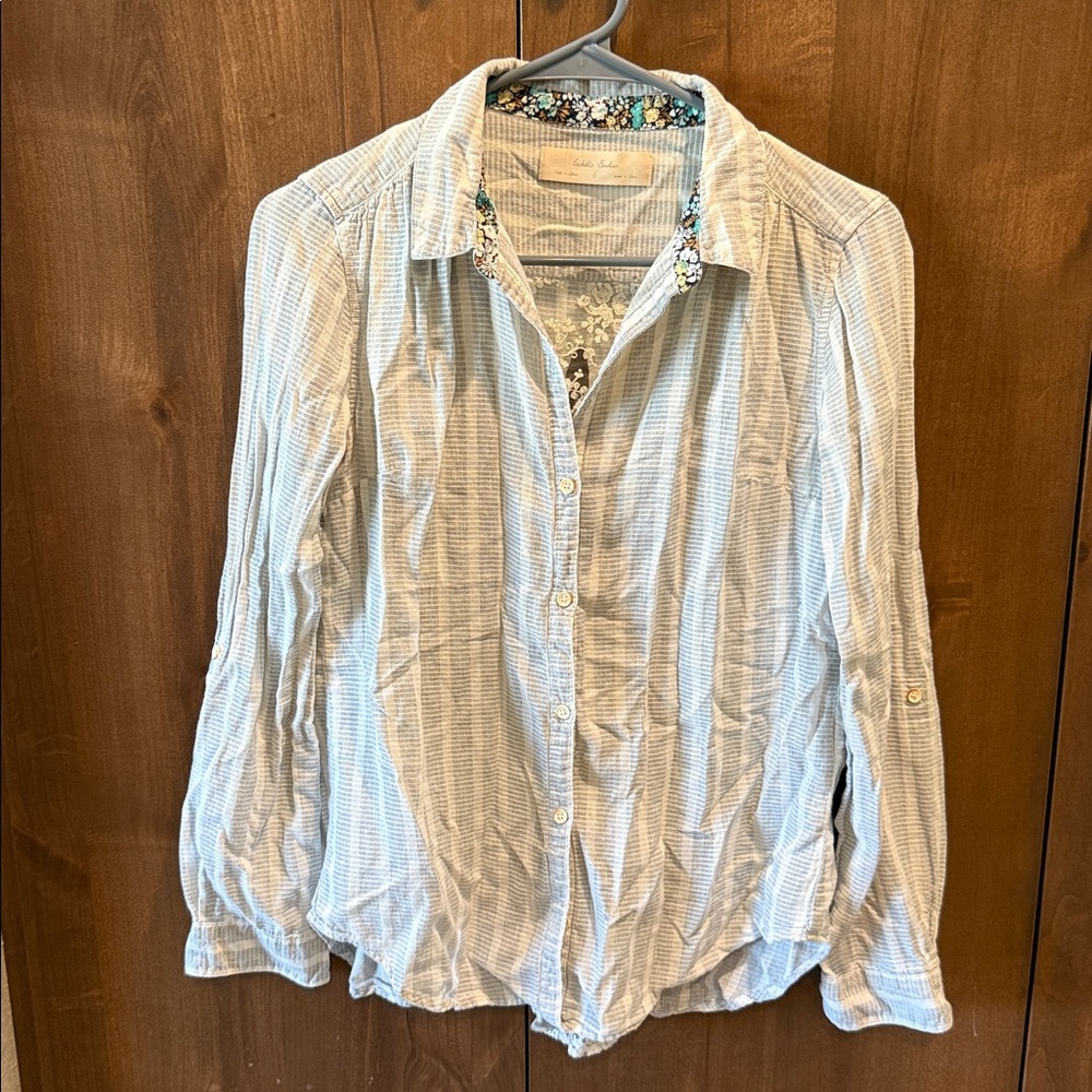 Isabella Sinclair 100% Cotton Striped Button-Up Shirt